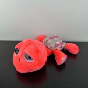 Russ Berrie Lil Peepers Pink Tartan Turtle 9” Big Purple Eyes Plush Peeper